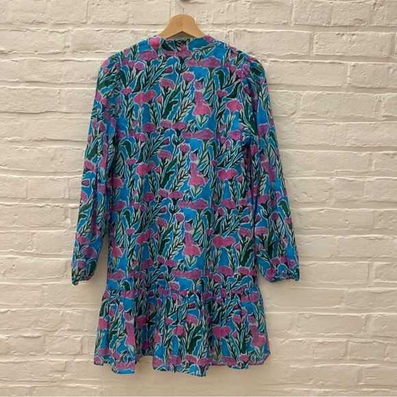 Warm NY || Izzie Drop Waist Floral Tie Dress Blue Pink XS - Picture 5 of 10